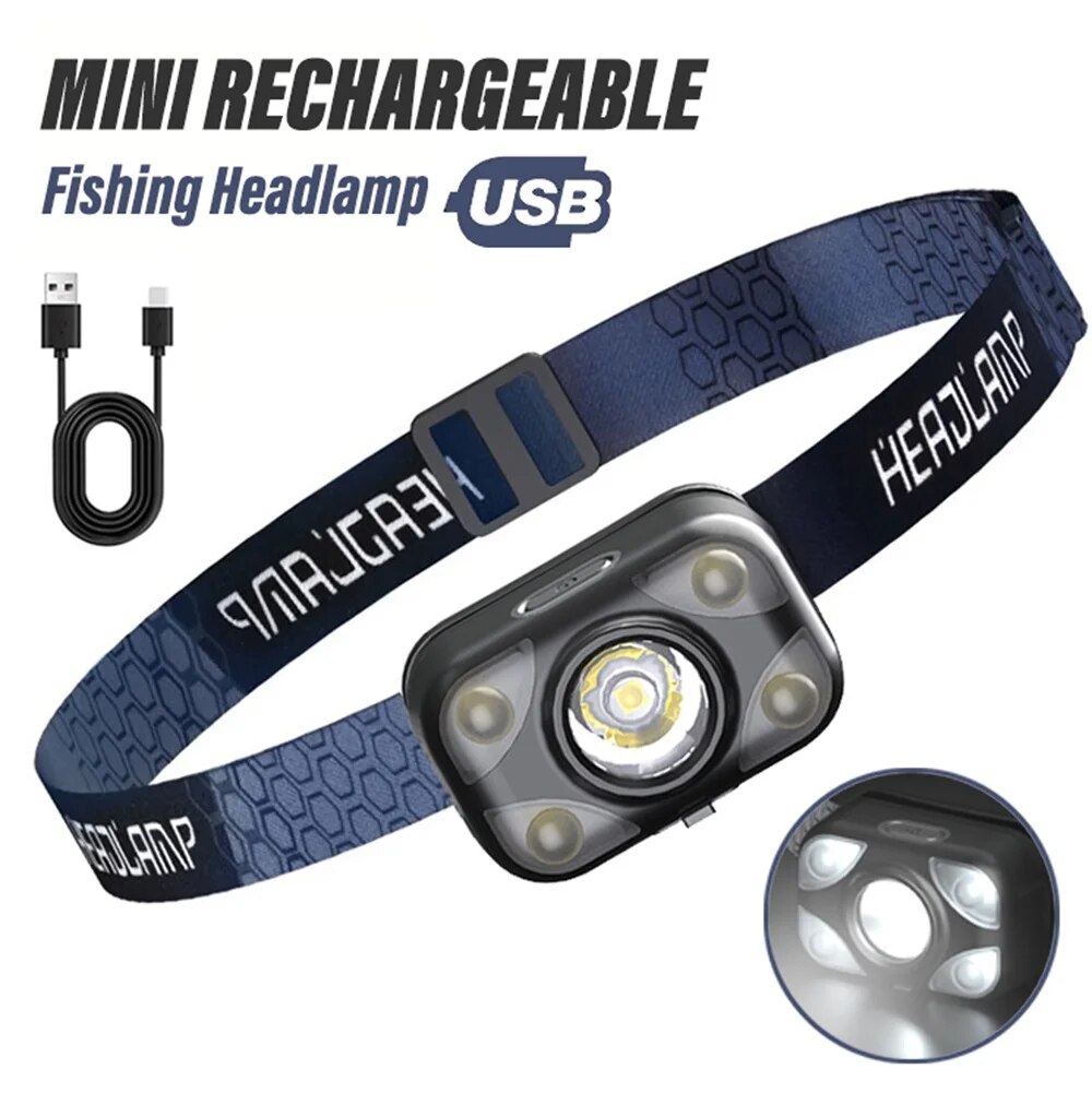【Deal】 Lightweight Fishing Led Headlamp Rechargeable Headlight Support White/warm /red Three Colors Waterproof Lamp