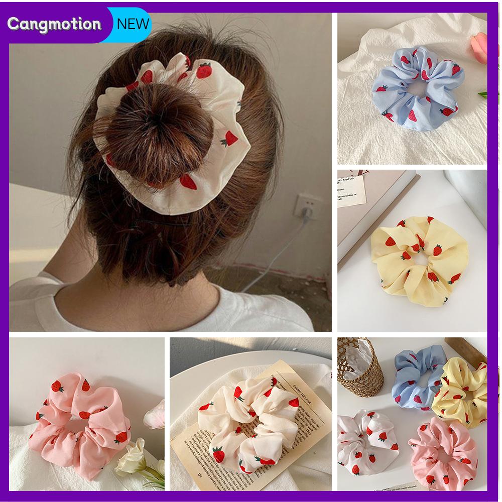CANGMOTION Phong cách Hàn Quốc Trái cây in Mũ nón cho bé gái Người giữ đuôi tóc đuôi ngựa Buộc tóc D