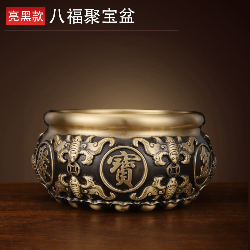 【Ship in 24H】已开光品质保证铜聚宝盆摆件纯黄铜盆存钱罐家用客厅玄关办公室店铺开业黄铜礼品
