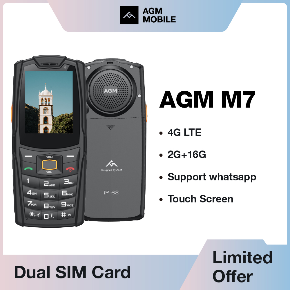 AGM M7 2+16G Volte Android Feature Phone Waterproof Touch Screen 2500mAh Cellphone with English Russian keyboard ราคา 4,950 บาท*ส่งฟรี
