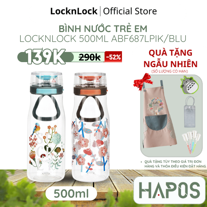 Bình nước nhựa locknlock bằng tritan 500ml one touch abf687 - hàng chính hãng, mở nắp một chạm - hapos