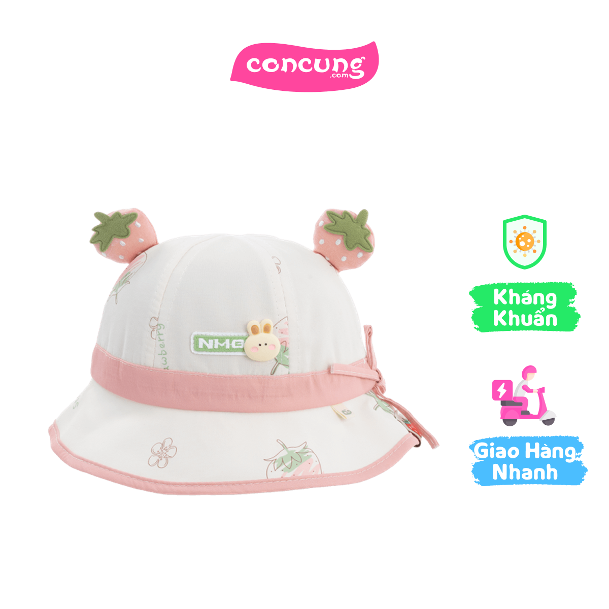 Nón em bé gái 0-12M vành tròn Animo  A2503_JK010 (44cm, Trắng)