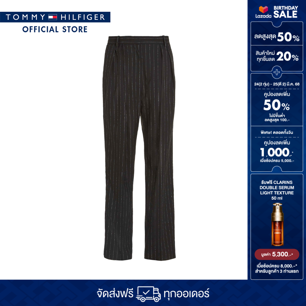 เสื้อผ้าแฟชั่นสตรี Tommy Hilfiger กางเกงผู้หญิง รุ่น WW0WW40513 0AR - สีดำ Relaxed Fit