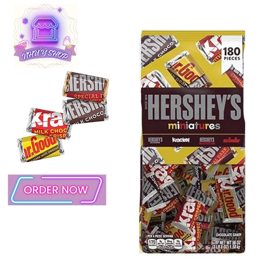 Kẹo Chocolate Hershey s Miniatures, Socola Sữa Mix Nhân