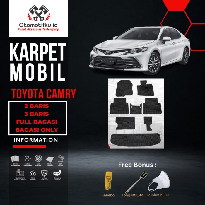 [ OTOMOTIFKU ] Karpet Mobil Toyota Camry Bahan Single Layer Rubber Eva Premium Harga 550,000 rupiah*Gratis Ongkir