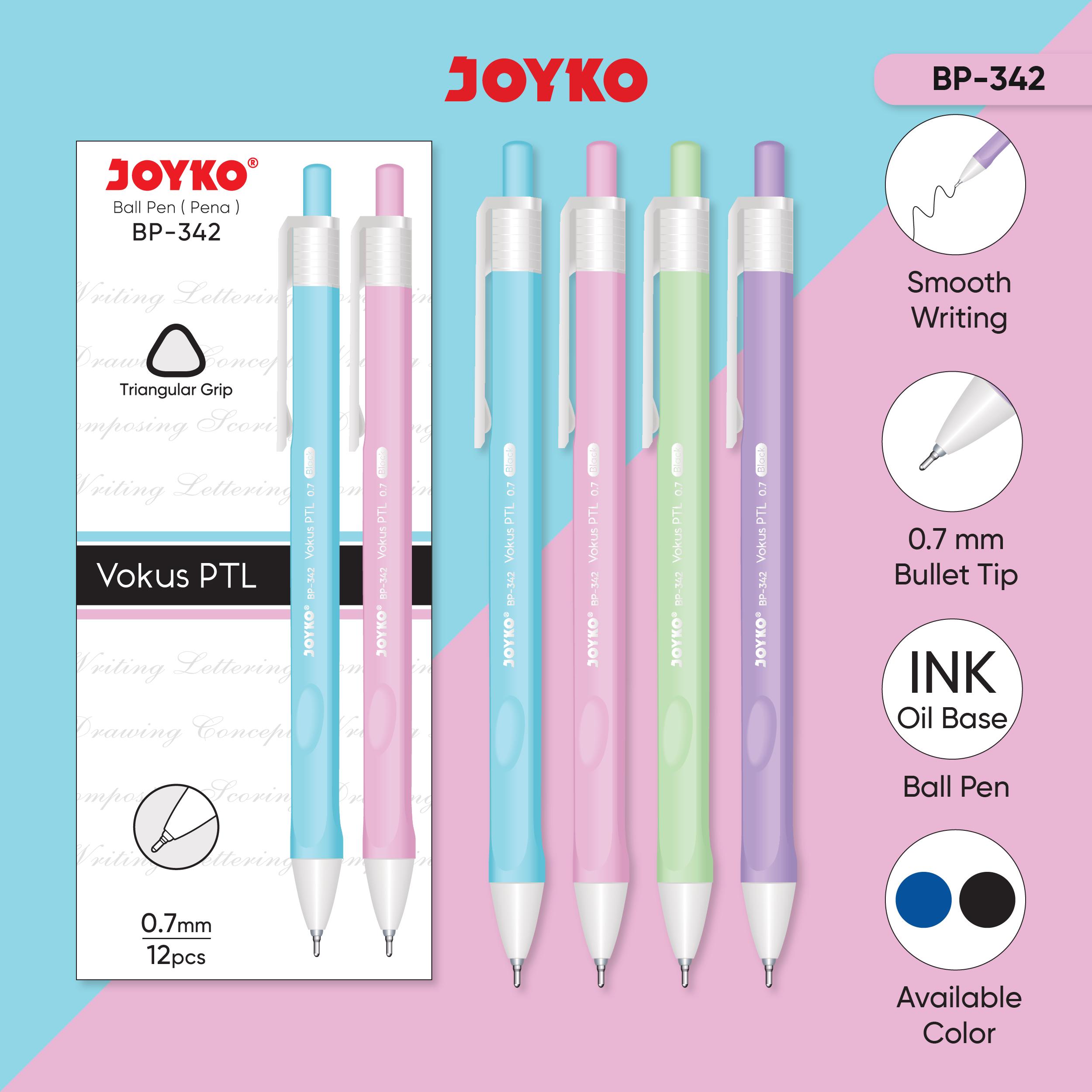 JOYKO Ball Pen Pulpen 1 Pack BP-342 Vokus 0.7mm Isi 12 Pcs