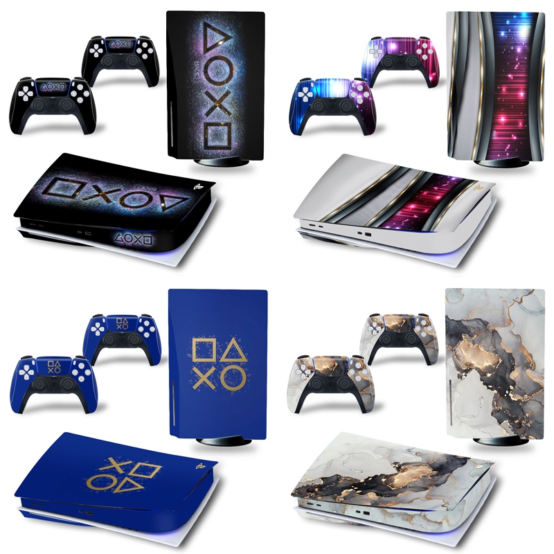 GAMEGENIXX PS5 Standard Disc Skin Sticker Geometry Design Vinyl Wrap Cover Full Set for PS5 Console and 2 Controllers
