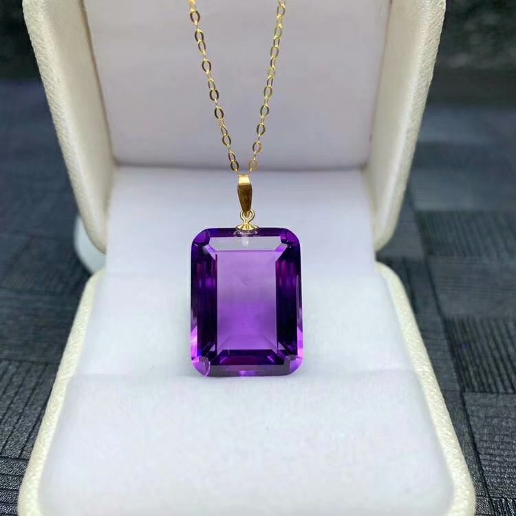 18K gold natural amethyst pendant necklace is a new gift for classic women luxury jewelry designers ราคา 1,222 บาท*ส่งฟรี
