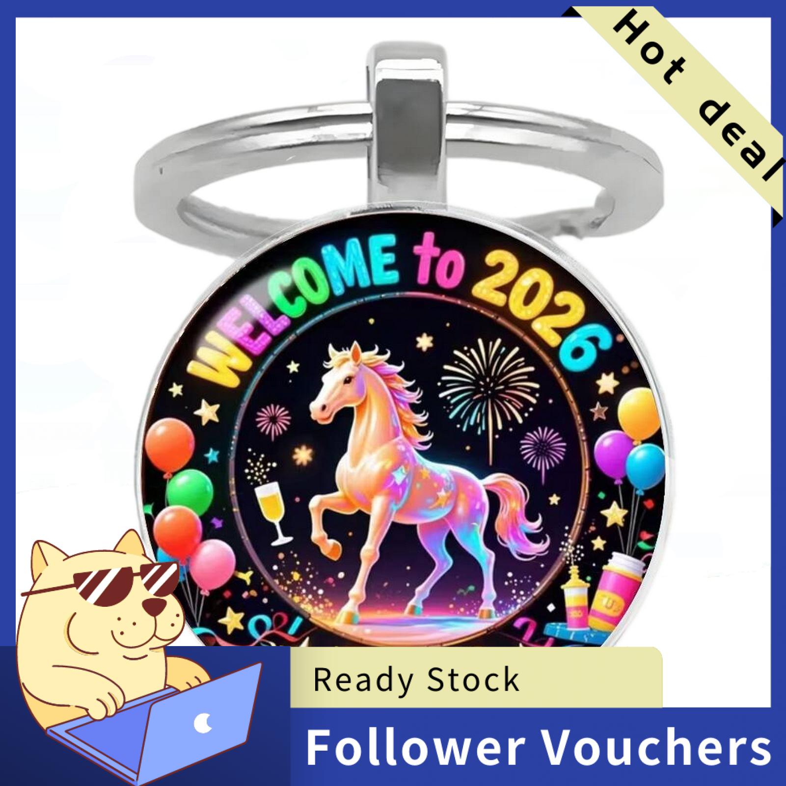 Suludong Good Luck Keychain 2026 Zodiac Keychain 2026 Year of Keychain with Bells – Lucky Zodiac Metal Pendant Compact Holiday Decoration Good Luck Charm - 6