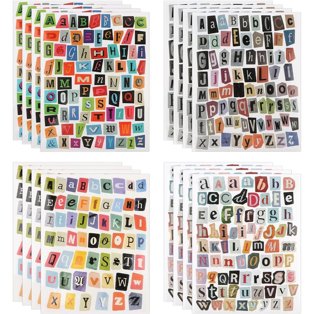 852pcs Magazine Letter Sticker Vintage Scrapbook Letters Stickers Small Ransom Alphabet For Scrapbooking Supplies Journaling Laptop Water Bottle DIY Crafts Gift Junk Journal