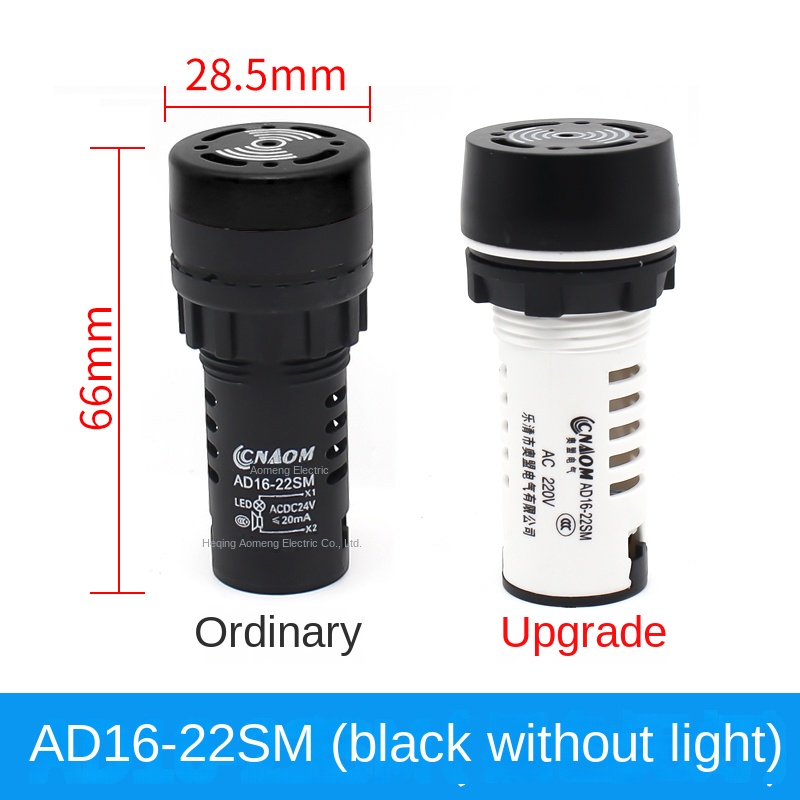 Đèn Báo Còi AD16-22SM 22Mm Màu Đen - AC 220V Có Đèn LED | Tùy chọn: AC/DC 12V/24V/220V | 16MM/22MM/30MM Đỏ/Xanh/Vàng/Đen | Âm Thanh Ngắt Quãng