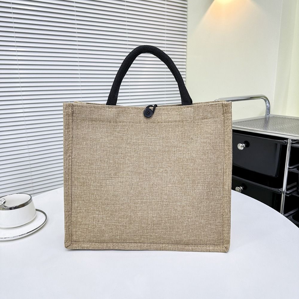 HKKFNQ In chữ Túi Tote Vải lanh Tái sử dụng Sức chứa lớn Túi xách đi biển Thường ngày Tay cầm trên Túi mua sắm - 3