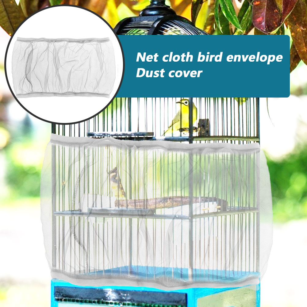 5TH Nylon Mesh Bird Cage Cover Parrot Cage Net Easy Cleaning Seed Catcher Accessory - 4
