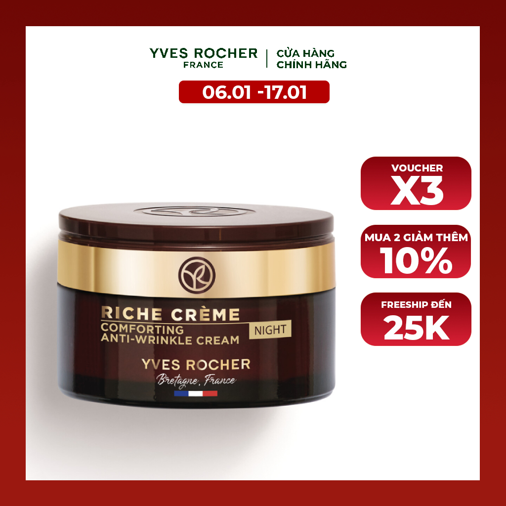 Kem Dưỡng Da Chống Lão Hóa Ban Đêm Yves Rocher Riche Creme Comforting Anti-Wrinkle Day Cream 50Ml