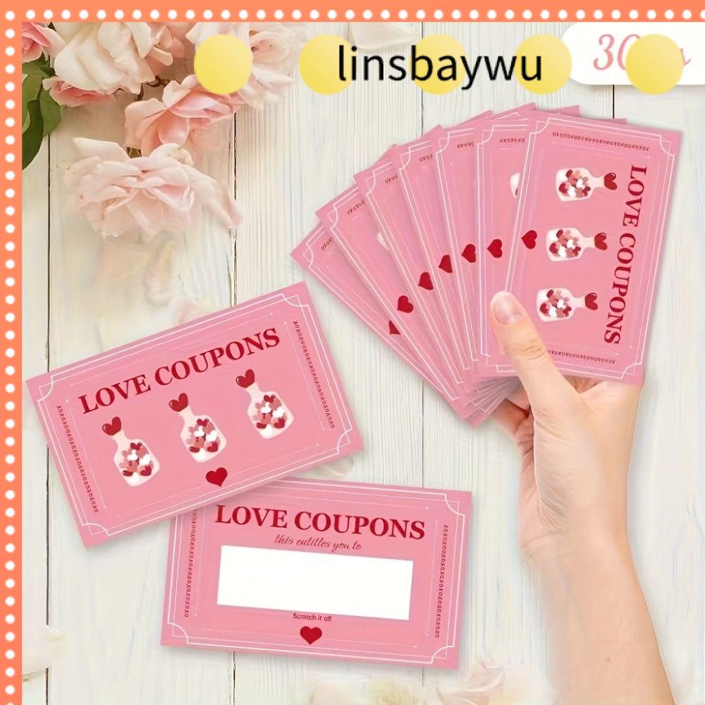 LINSBAYWU 30PCS Màu hồng Thẻ cào ngày Valentine Tự làm Tương tác cặp đôi Vé thưởng Quà tặng bất ngờ Thẻ cào may mắn cho các trò chơi tiệc tùng