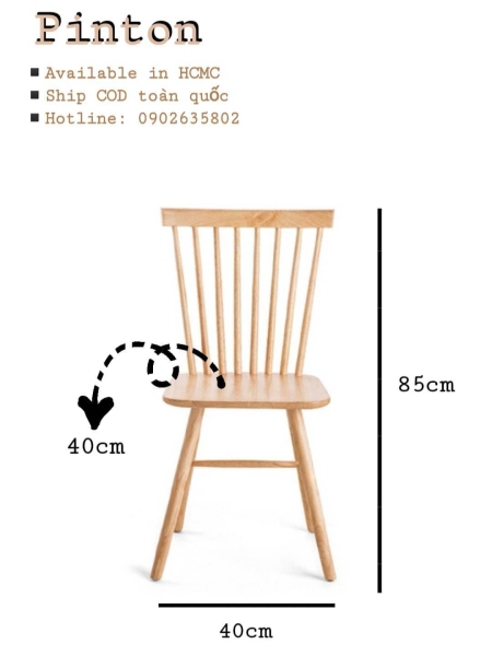 Ghế gỗ tựa lưng - Ghế gỗ vintage - Ghế ngồi làm việc giá rẻ