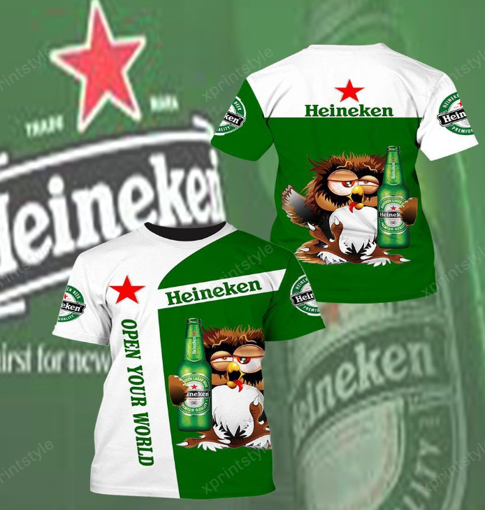 Owl Drink Heineken Open Your World 3D t-shirt