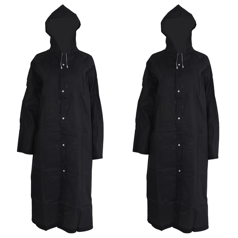 (ESRO) 2X Fashion Eva Raincoat Waterproof Raincoat Transparent Camping Waterproof Raincoat Black