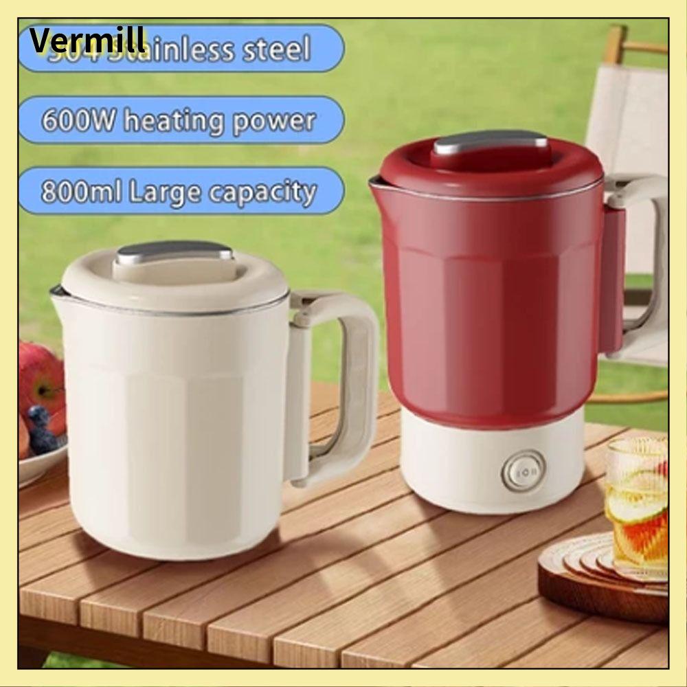 VERMILL Thép không gỉ 304 Ấm đun nước điện 800ml Di động Máy sưởi nhỏ Đã nâng cấp Có thể tháo rời Ấm đun nước mini Du lịch
