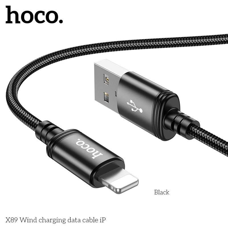 Dây Cáp sạc IP Hoco X89 sạc nhanh 2.4A dây sạc bọc dù siêu bền chính hãng Hoco