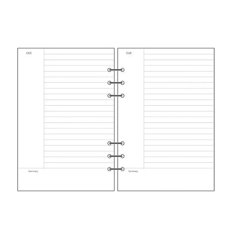 （KY)Fromthenon Cute Filler Paper Refill for Filofax Spiral Notebook A5 A6 A7 Planner Color Grid Blank Todo List Core Stationery