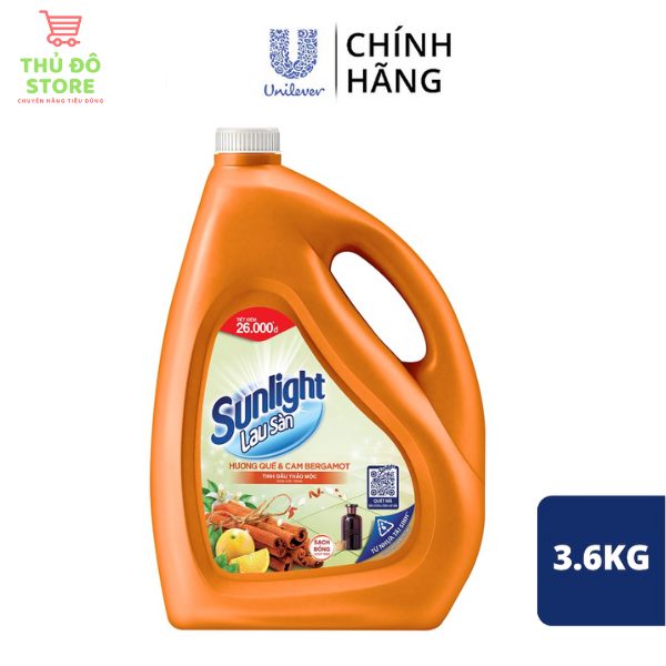 Nước lau sàn sunlight thiên nhiên quế & cam - can 3.6kg