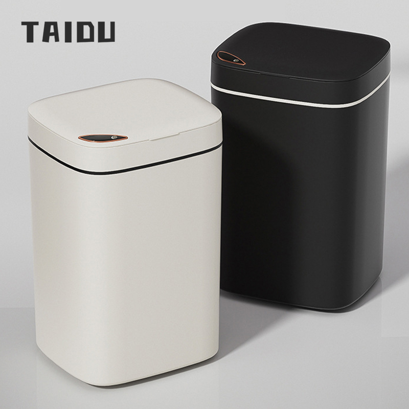 TAIDU Smart trash can for home living room and bathroom touch-free lidded anti-odor automatic sensing trash can ราคา 289 บาท*ส่งฟรี