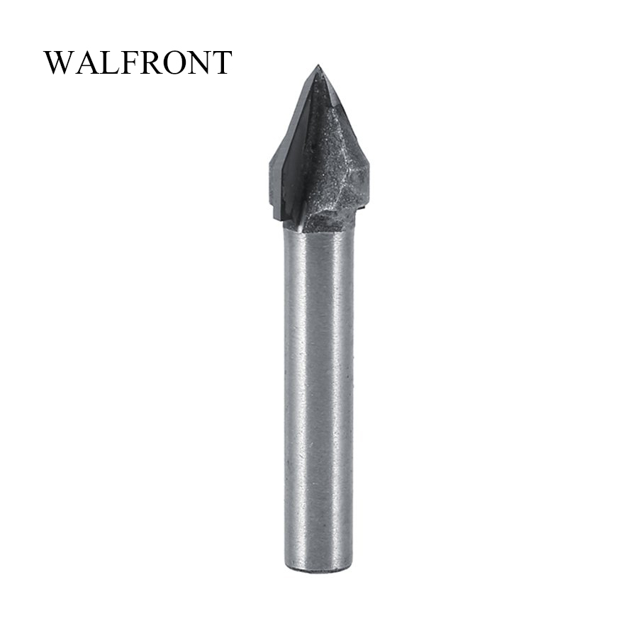 Yingke Walfront 1 Pcs CNC 60 Độ Router Khắc V đầu khắc rãnh thân tròn gỗ làm việc Công Cụ 6Mm X 10Mm 1/4 "Dao phay Công Cụ