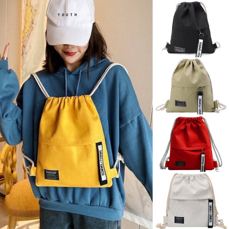 Thời Trang Ba lô dây rút vải phòng tập thể dục trường học túi dây rút Giản Dị Chuỗi Ba lô học sinh ba lô Cho Thiếu Niên Phụ Nữ