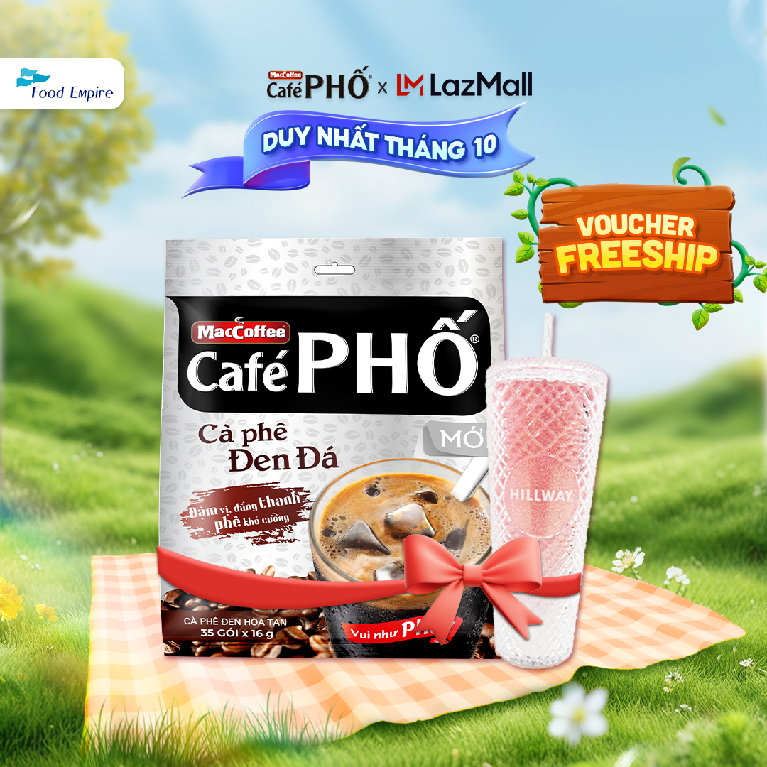 [Tặng ly Đen] Túi cà phê Phố Đen Đá MacCoffee (560gr - 16gr x 35 gói)