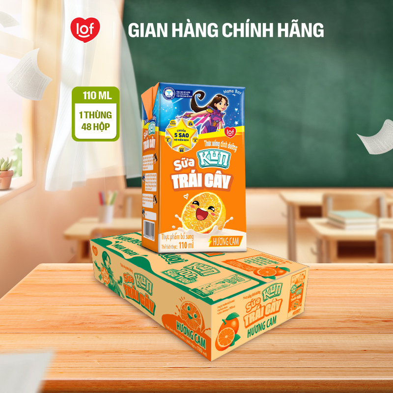 Sữa trái cây KUN vị cam thùng 48 hộp x 110ml