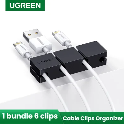 UGREEN Cable Clips Organizer Silicone USB Cable Winder Flexible Cable Management Clips Cable Holder For Mouse Headphone Earphone For Desk Car Wall Cable Fixer Organizer