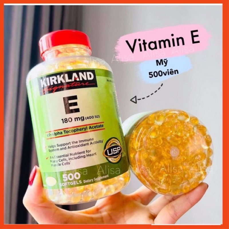 Vitamin E Kirkland 500v Mỹ HSD 2026 400 IU đẹp da, chống lão hoá, giữ mãi