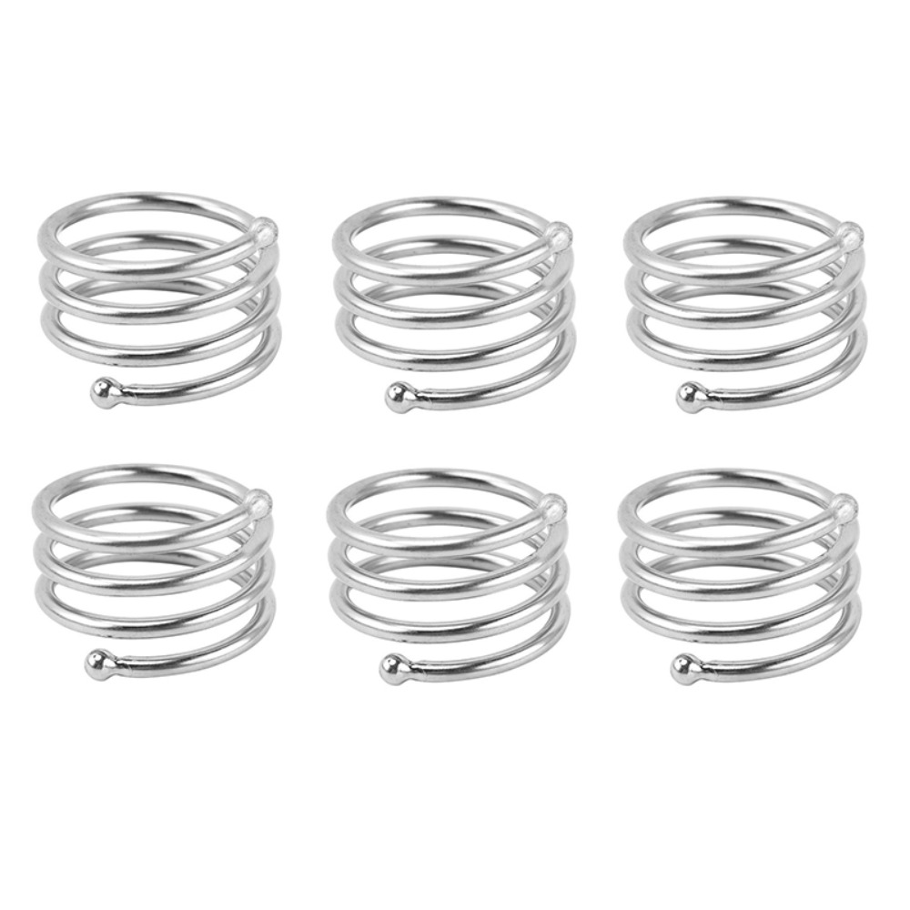 ECOCOKU 6pcs Có thể tái sử dụng Vòng khăn hình lò xo Kim loại Vàng/Bạc Giá đỡ khăn ăn bàn Đồ dùng tiệc tùng Hạt đôi Khóa khăn ăn Giáng sinh Lễ tạ ơn - 2
