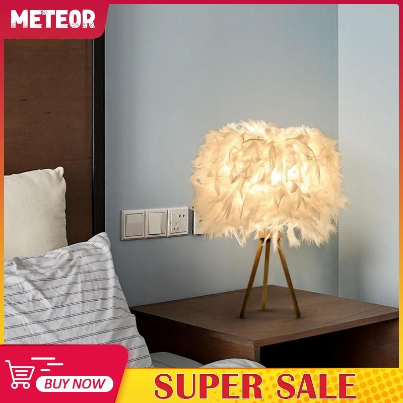 wh2 Feather Lampshade Reading Light Decor Romantic Desk Lamp Cover for Floor Lights Home Bedside Lamp Wedding Desk Night Light 7M3K9