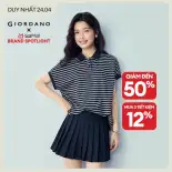 Chỉ 24.4  Đơn 500K giảm 20% + Mua 2 giảm thêm 8% + Mua 3 giảm thêm 12%GIORDANO Women Polo Shirts 100% Cotton Contrast Striped Polo Shirts Short Dolman Sleeve Fashionable Casual Polo Shirts 13316219