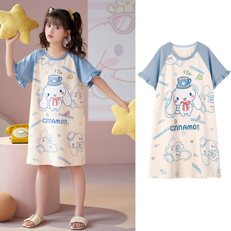 Kawaii Kuromi Cinnamoroll ผ้าฝ้ายแขนสั้นเด็กชุดนอนฤดูร้อน Sanrio อะนิเมะสาวหัวใจน่ารักพ่อแม่ลูก Pamas ราคา  620 บาท*ส่งฟรี