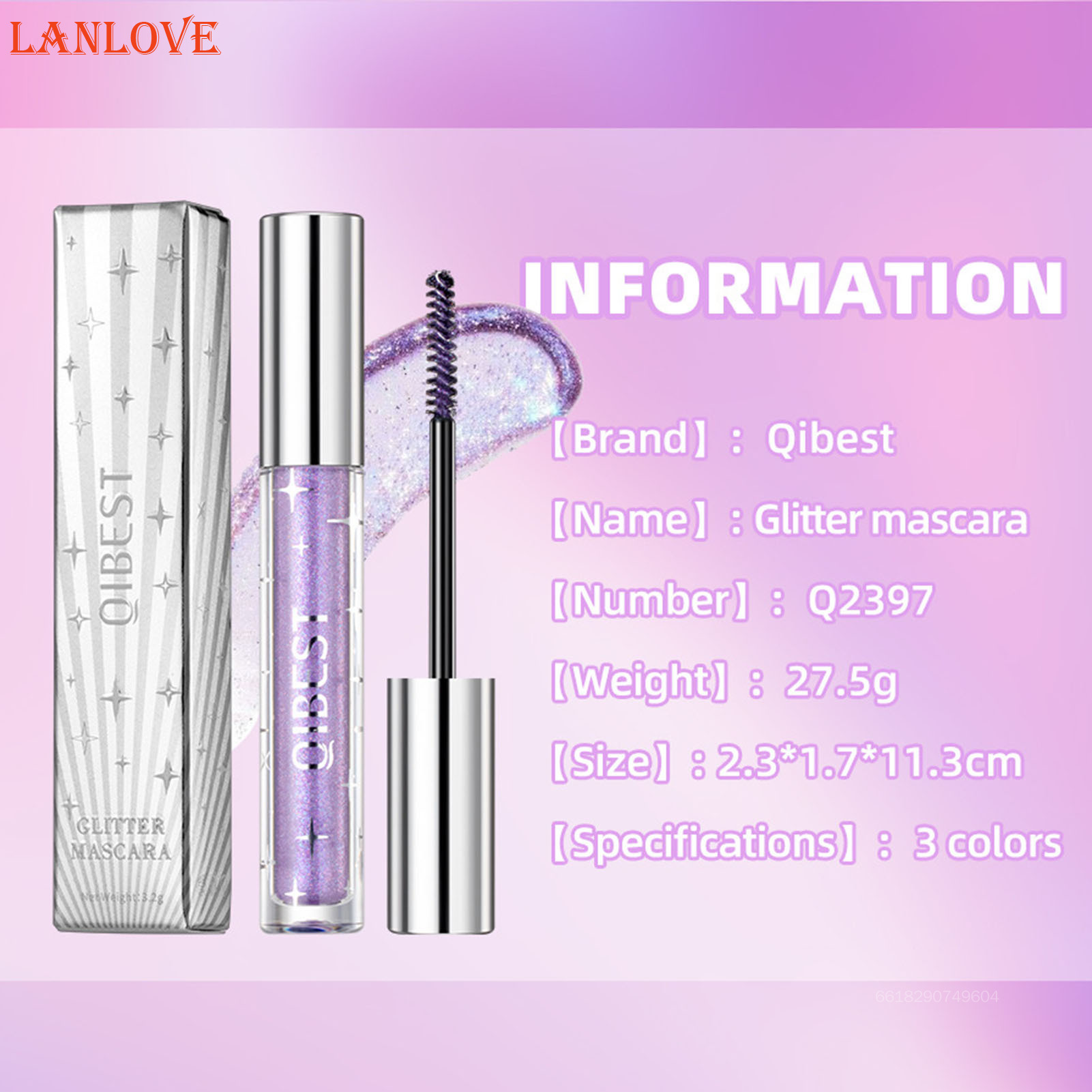 Lanlove lấp lánh sáng bóng Kim Cương Mascara chống nhòe Không Thấm Nước Ánh Kim Màu Mascara trang điểm mắt Cho Phụ Nữ Và Cô Gái LE-MY