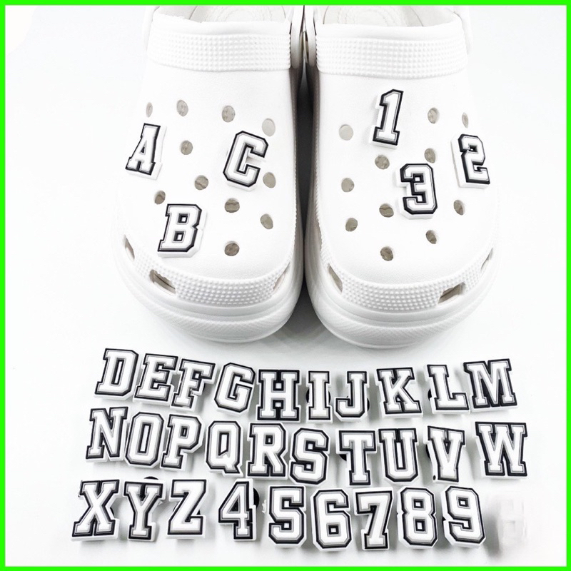 JIBBITZ,STICKER,CHARM CHỮ CÁI - SỐ gắn dép sục,dép cá sấu