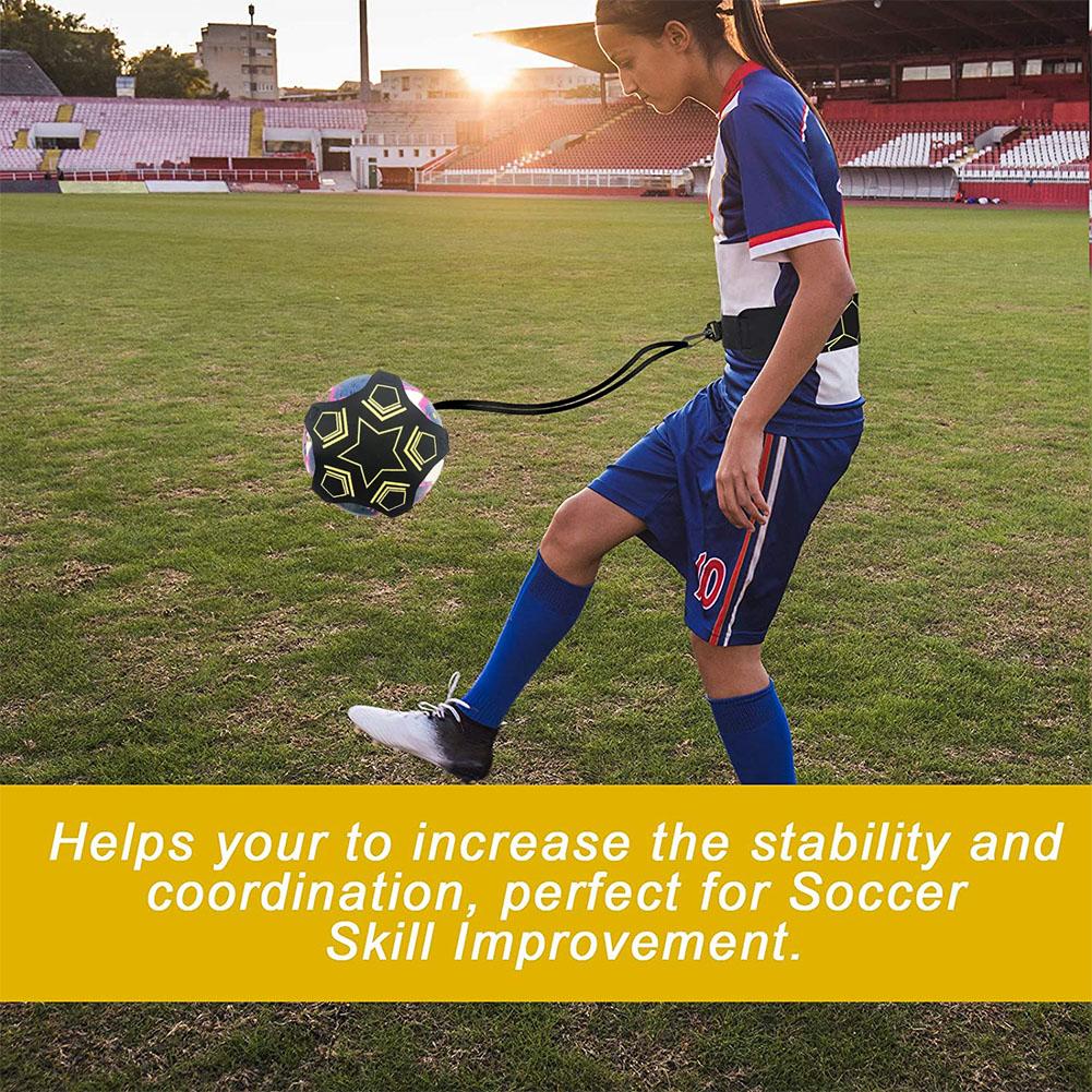 Adjustable Football Kick Trainer Equipment Soccer Waist Practice Solo Aid Practice Control Waist Assistance Band Skill Belt Belt Training Children B2J7