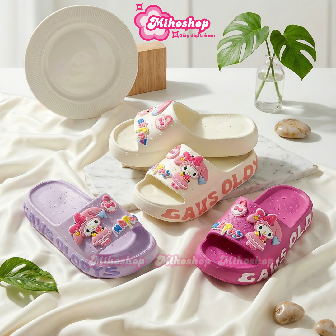 PHOM NHỎ Dép lê MELODY happy chất liệu EVA siêu nhẹ cho bé trai bé gái - dép lê cho bé chữ bên hông