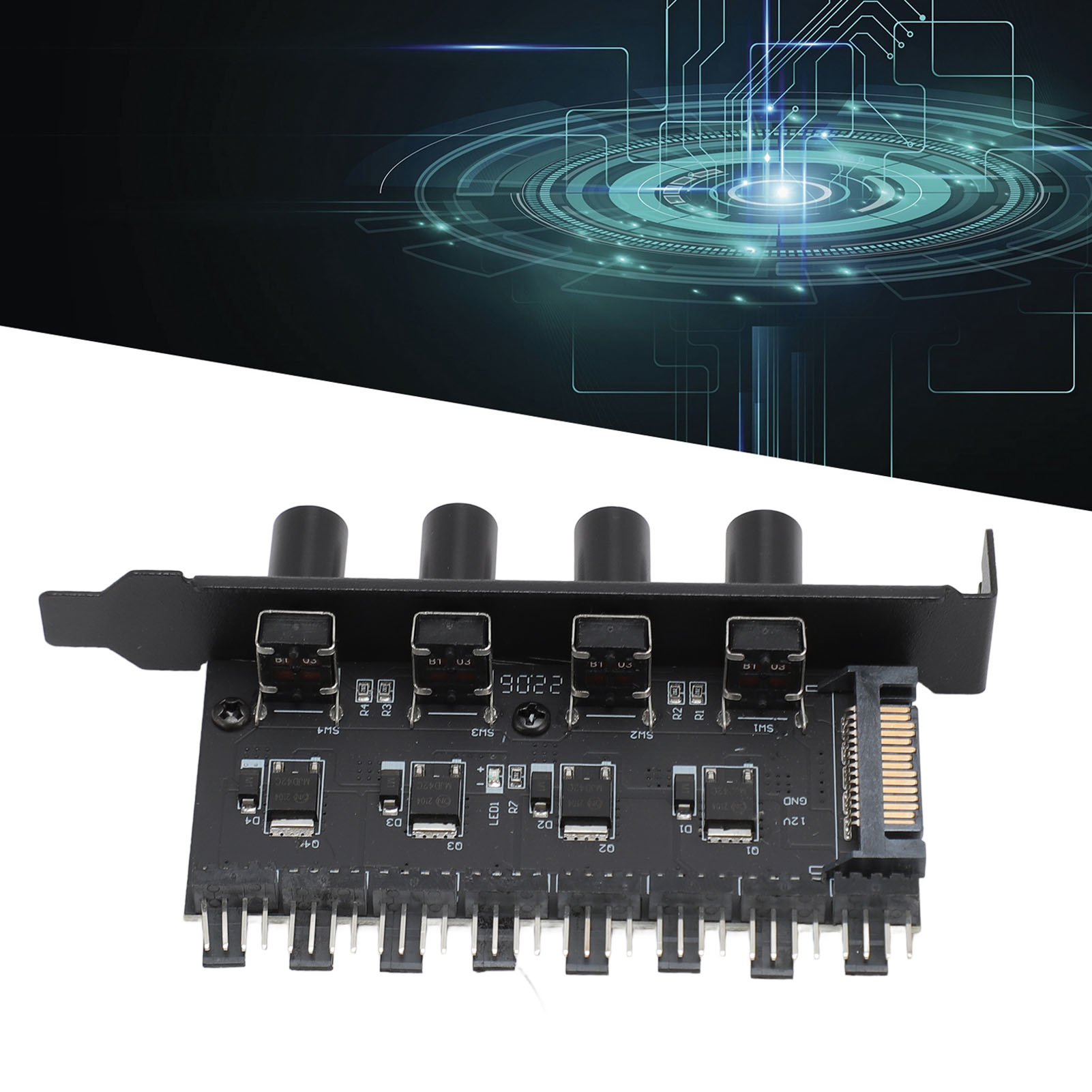 Garosa Bộ Điều Khiển Tốc Độ Quạt Làm Mát PC 12V 4 Núm Giảm Tiếng Ồn 4PIN 3PIN Giao Diện SATA PC 8 Kênh Hub Quạt Giảm điện năng tiêu thụ cho VGA Giá 157,000 Đồng*Miễn phí vận chuyển