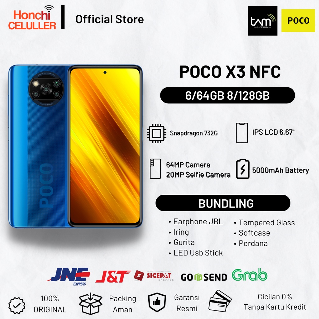 Xiaomi POCO X3 NFC 8/128GB 6/64GB Garansi Resmi POCO Indonesia TAM Harga  3,299,000 Ringgit*Penghantaran Percuma