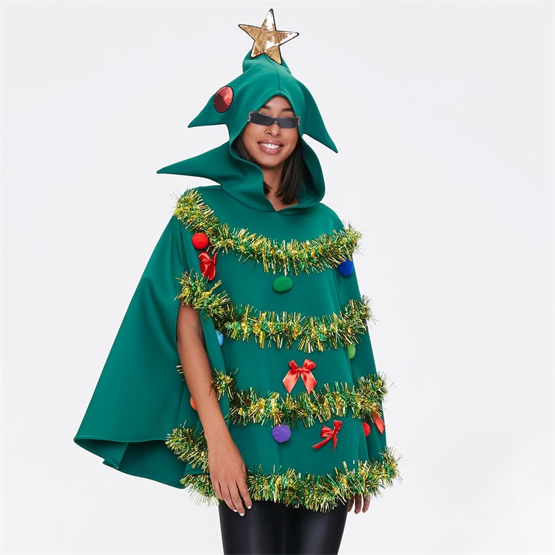 Giáng sinh cây Poncho trang phục người lớn cung trang trí bóng tròn áo choàng trùm đầu CAPE ủng hộ Đảng cho tiệc cosplay