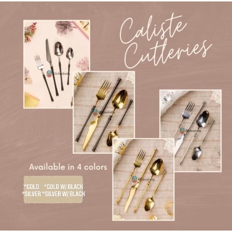 Caliste 16pc Cutlery Set - Gold/Silver/Black, 20% OFF