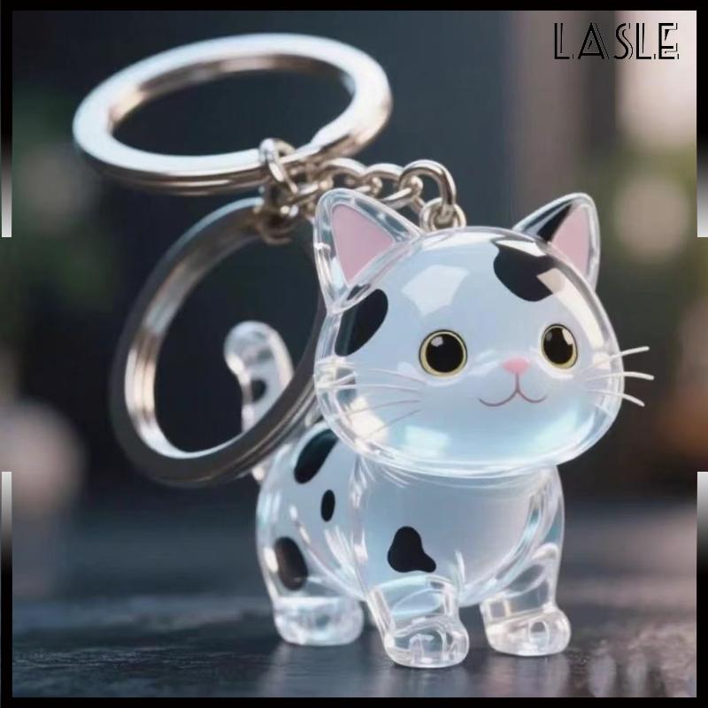 Lasle Phim Hoạt Hình Mèo Hình Dạng Con Chó Mèo Tóc Lưu Trữ Hộp Tóc Trong Suốt Chải Chuốt Pet Tóc Keychain DIY Handmade Keyring Mặt Dây Chuyền Ba Lô - 4