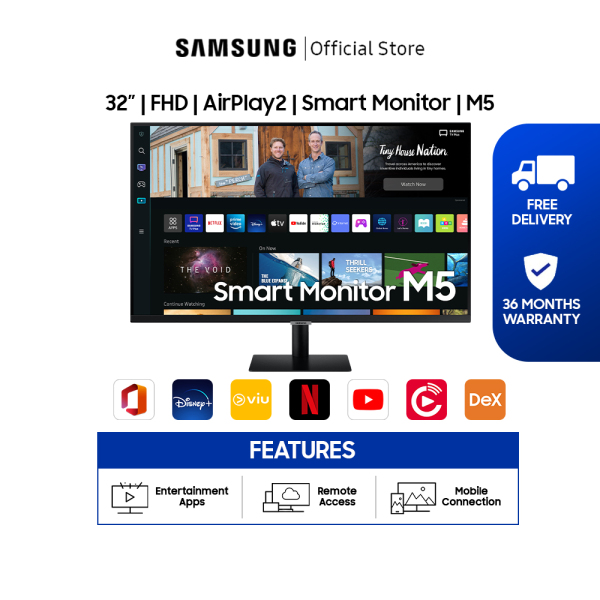 [Pre-Order] [Bulky] Samsung 32 Flat Monitor with Smart TV Experience / LS32BM500EEXXS / 36 Months Warranty [Ships from 8 Apr 2022] Singapore