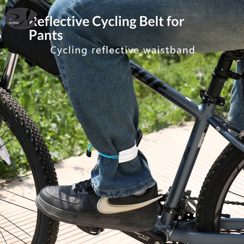 ERMO Reflective Elastic Cycling Leg Straps for Mountain and Road Bikes, Durable PU/Nylon Material with Adjustable Fit ราคา 26 บาท*ส่งฟรี