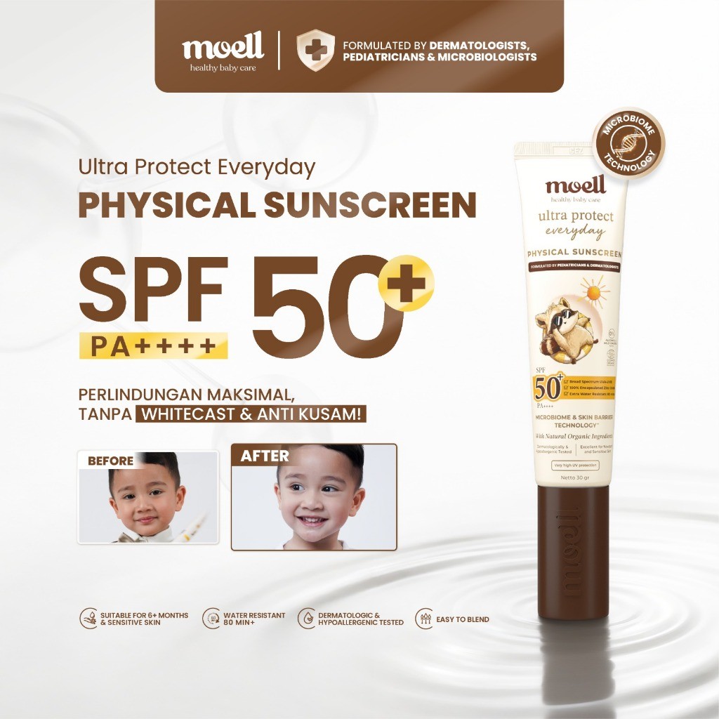 MISLEY - MOELL Physical Sunscreen Anak 30gr Dengan SPF 50+ PA++++ Sunscreen Baby Kids Bumil Busui...