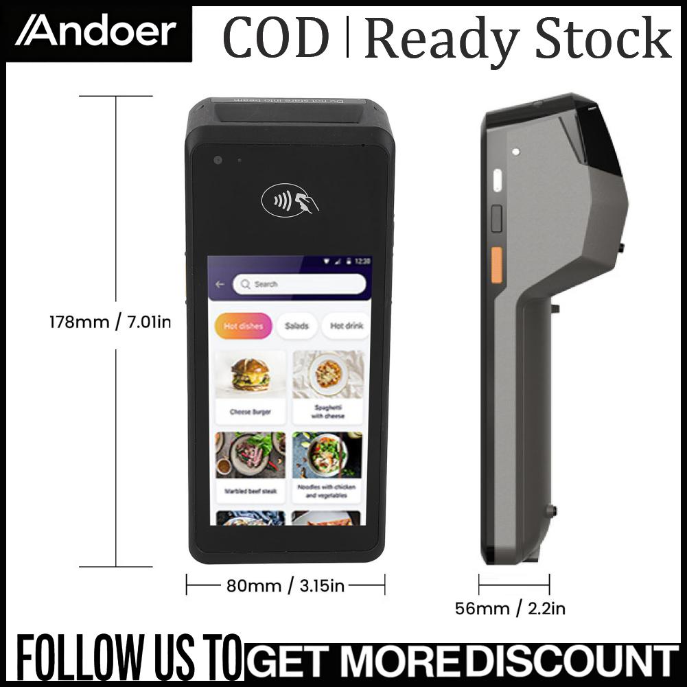 Andoer เครื่องพิมพ์แบบพกพาเครื่องพิมพ์ใบเสร็จเลนส์โฟกัสอัตโนมัติ 1D 2D QR NFC LED Light WiFi 4G สำหรับธุรกิจขนาดเล็ก ราคา 8,271 บาท*ส่งฟรี